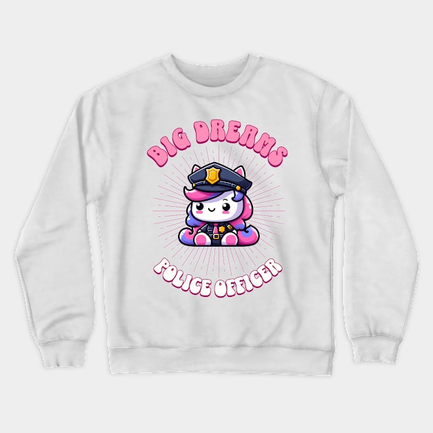 Big Dreams Police Officer Unicorn | Dream Big! Crewneck Sweatshirt by Pink & Pretty